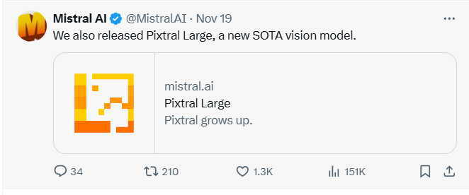 资讯丨Mistral AI推出多模态模型Pixtral Large并升级Mistral Large，实测结果让人眼前一亮？